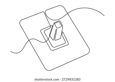 Icono de interruptor eléctrico de una sola línea de arte minimalista diseño aislado contorno