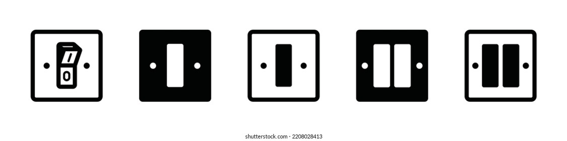 Electric Switch Icon Vector Set. Switch On Off Light Or Power Icon Silhouette