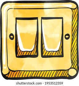 Electric switch icon in watercolor style.