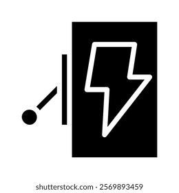 Electric switch with lightning bolt symbol. Concept of power, energy, and electricity.
