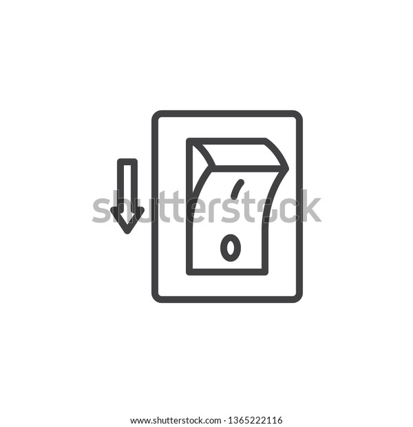 Electric switch line icon. Power off linear\
style sign for mobile concept and web design. Toggle switch off\
position outline vector icon. Symbol, logo illustration. Pixel\
perfect vector\
graphics
