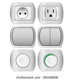 Electric switch set on a white background. Vector illustration.