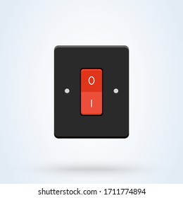 Electric switch turned on and off, flat style. isolated on white background. Vector illustration