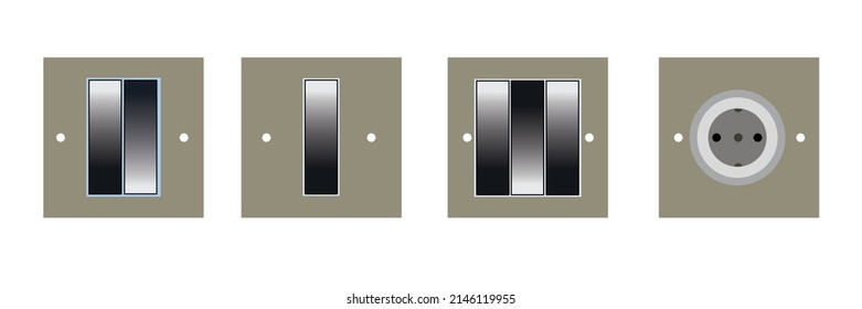 electric switch vector with buttons 1, 2, 3, with flat design, can be use for industri, home, icon