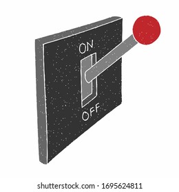 electric switch vector design. digital hand drawn style. grain texture