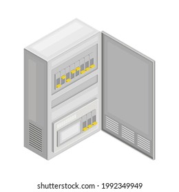 Electric Switchboard or Cabinet as Power Object Isometric Vector Illustration