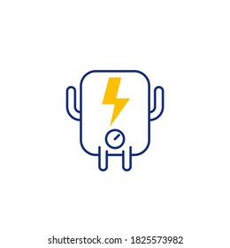 icono de línea de sistema eléctrico en blanco