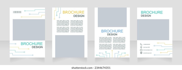 Electric system usage in house blank brochure design. Template set with copy space for text. Premade corporate reports collection. Editable 4 paper pages. Arial, Myriad Pro fonts used
