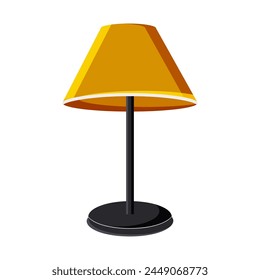 Electric table cozy lamp with a yellow lampshade on a white background. Vector.