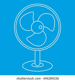 Electric table fan icon blue outline style isolated vector illustration. Thin line sign