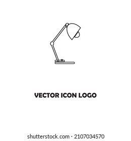 Electric table lamp line icon, outline vector sign, linear style pictogram isolated on white. Desk office lamp symbol, logo illustration. Editable stroke