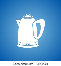 Electric Tea Kettle Icon on blue color.