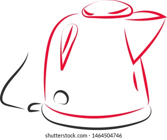 Electric tea pot, illustration, vector on white background.