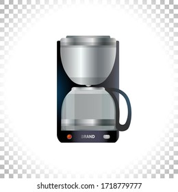 Electric teapot icon. Household appliance. Kitchen electrical device. Transparent glass tea kettle, coffee maker, boiler machine. Front view. Element for interior designs. Vector illustration.