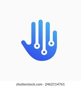 electric tech hand care high five logo vector icon illustration