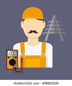 Electric technician man, vector illustration
