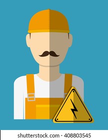 Electric technician man, vector illustration