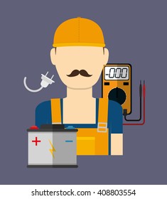 Electric technician man, vector illustration