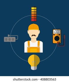 Electric technician man, vector illustration