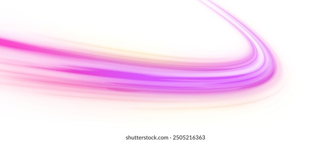 Electric technology in futuristic style neon color in PNG format on white transparent background for design and banners. Acceleration speed motion on night road. 