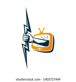 Electric Television Logo Template Design Vector, Emblem, Design Concept, Creative Symbol, Icon