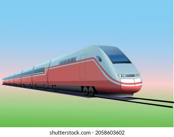 Electric TGV high-speed train red (France). Vector 3d illustration