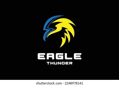 Electric Thunder Light Eagle Hawk Falcon Head for Sport Brand Logo Design