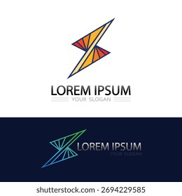 Electric thunder lightning bolt vector logo design with modern energy symbol