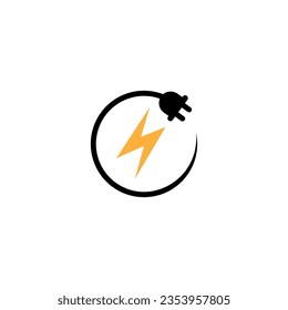 Electric thunder logo design with circle shape