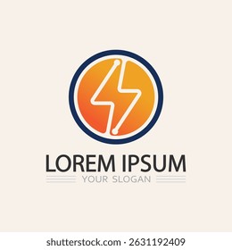 Logotipo de símbolo de trovão elétrico com faísca de circuito e design de energia relâmpago para marca de tecnologia moderna

