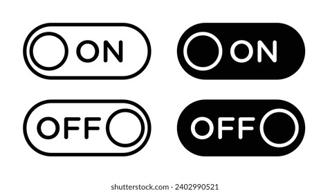 Juego de iconos vectoriales del interruptor de alternancia eléctrica. Símbolo vectorial del interruptor de alternancia eléctrica. Firma del conmutador de control deslizante activo o apagado adecuado para aplicaciones y diseños de interfaz de usuario de sitios web.