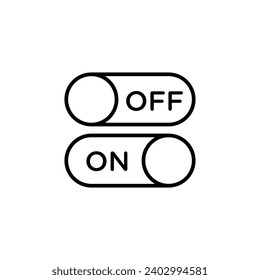 Icono vectorial del interruptor de alternancia eléctrica. Símbolo vectorial del interruptor de alternancia eléctrica. El interruptor de control deslizante activo o apagado se inicia en color blanco y negro.