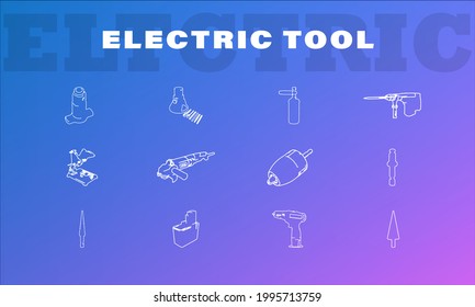 Juego de iconos de herramientas eléctricas con adaptadores de tanques de perforación macho, adaptador de corriente sin perforación eléctrica y accesorios de eje de impacto sin escobillas eléctricos 