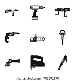 Electric tool icon set. Simple set of 9 electric tool vector icons for web isolated on white background