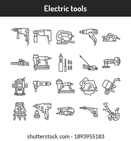 Electric tools color line icons set. Subject matter experts. Pictograms for web page, mobile app, promo. UI UX GUI design element. Editable stroke.