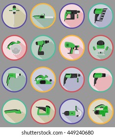 electric tools for construction and repair flat icons vector illustration isolated on background