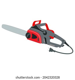 Electric tools icon, chain saw. Illustration 2D