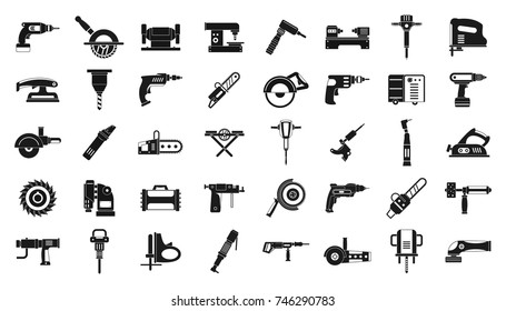 Electric tools icon set. Simple set of electric tools vector icons for web design isolated on white background