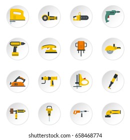 Electric tools icons set in flat style isolated vector icons set illustration