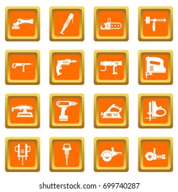Electric tools icons set in orange color isolated vector illustration for web and any design