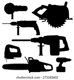 Electric Tools isolated icons on white background. Set. Vector illustration.