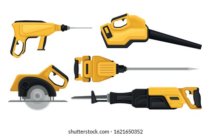 Electric Tools for Repair and Construction Vector Set