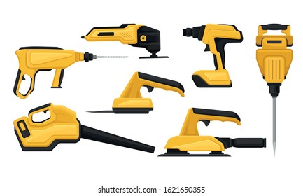 Electric Tools for Repair and Construction Vector Set