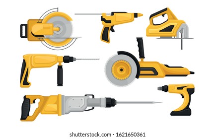 Electric Tools for Repair and Construction Vector Set