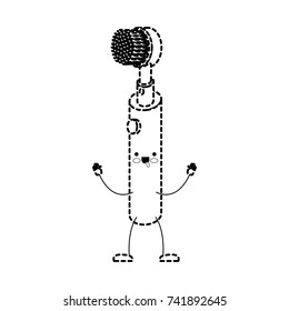electric toothbrush cartoon in black dotted silhouette vector illustration