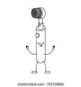 electric toothbrush cartoon in monochrome silhouette vector illustration