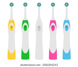 electric toothbrush for cleaning teeth and hygiene dental dentist flat style vector illustration isolated on white background