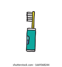 ícono de doodle de cepillo eléctrico, ilustración vectorial