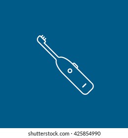 Electric Toothbrush Flat Icon On Blue Background