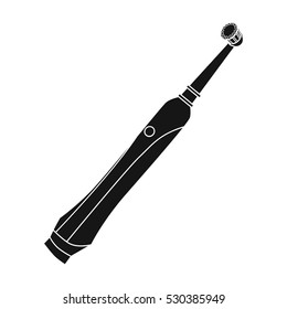 Electric toothbrush icon in black style isolated on white background. Dental care symbol stock vector illustration.